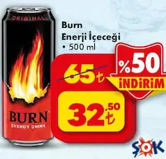 BURN ENERJİ İÇECEĞİ 500 ML fiyat ve kampanya bilgisi